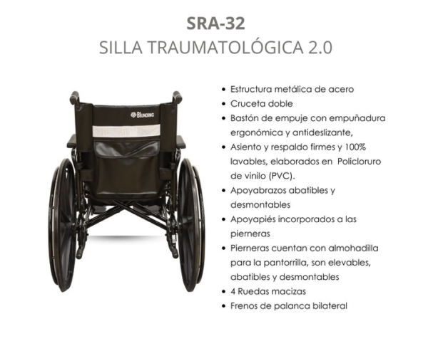 Silla de ruedas traumatológica Blunding - Imagen 2